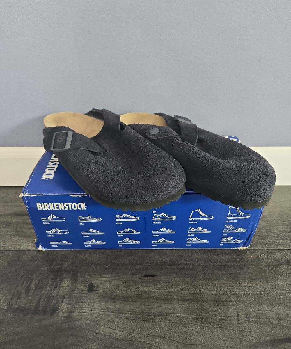 ** Ne Birkenstock black suede Boston size 37 l 6 m 4 soft footbed